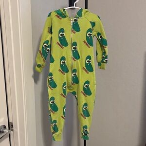 Playful Green Pickle Print Kids Footie